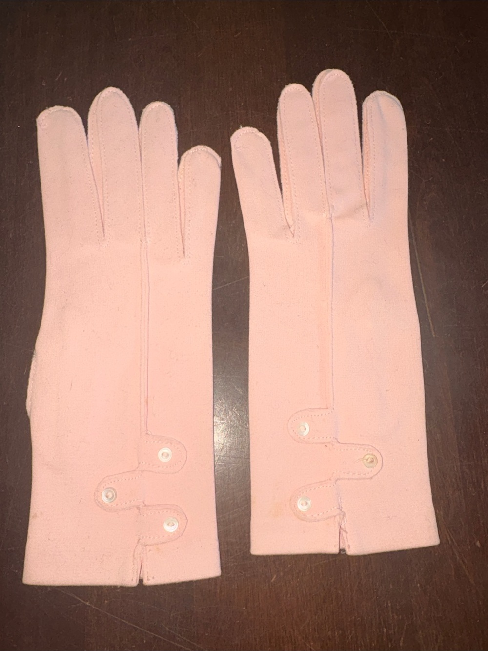 Women's Pink Dress Gloves with Button Detail